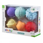 Set 6 mingii senzoriale cu chitaitoare pentru bebelusi Akuku Soft