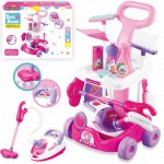 Set de curatenie Matadi Magical Sweet Home Pink cu aspirator functional, carucior transport si 11 accesorii de menaj