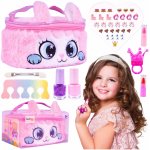Set de machiaj si manichiura pentru copii Malplay, in geantuta eleganta cu accesorii incluse, Pink Kitty