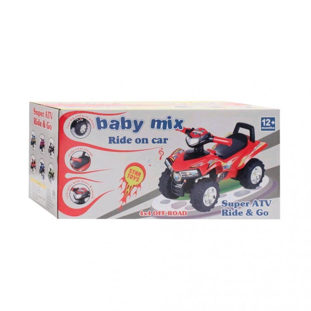 ATV fara pedale cu muzica si lumini,manere ergonomice,spatiu de depozitare,sistem anti-rasturnare, roti rezistente, de la 12 luni sau maxim 23 kg Super ATV Pink - 9