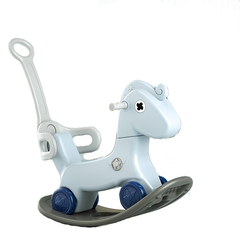 Balansoar pentru copii Nichiduta Garden Rocking Horse Blue 3 in 1, transformabil in vehicul fara pedale,maner parental detasabil,roti EVA,spatar si baza detasabile