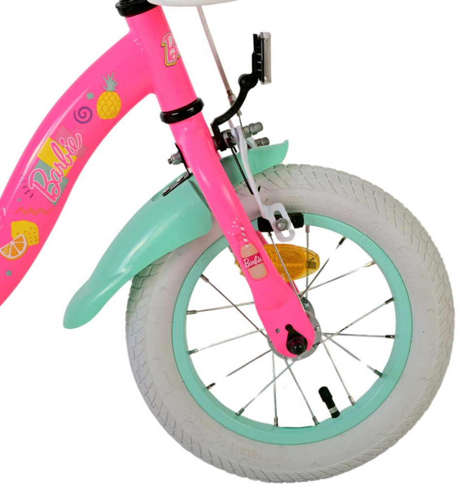 Bicicleta EL Barbie 12 inch, roti din cauciuc gonflabile, roti ajutatoare, scaun si ghidon ajustabile - 1 | YEO