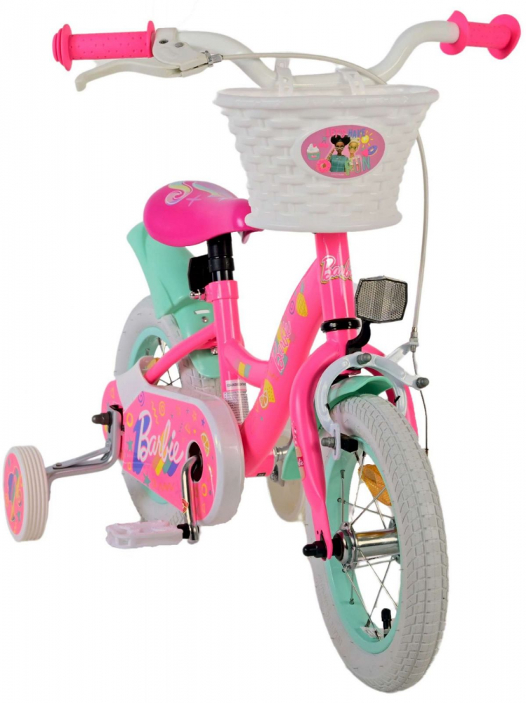 Bicicleta EL Barbie 12 inch, roti din cauciuc gonflabile, roti ajutatoare, scaun si ghidon ajustabile - 5 | YEO