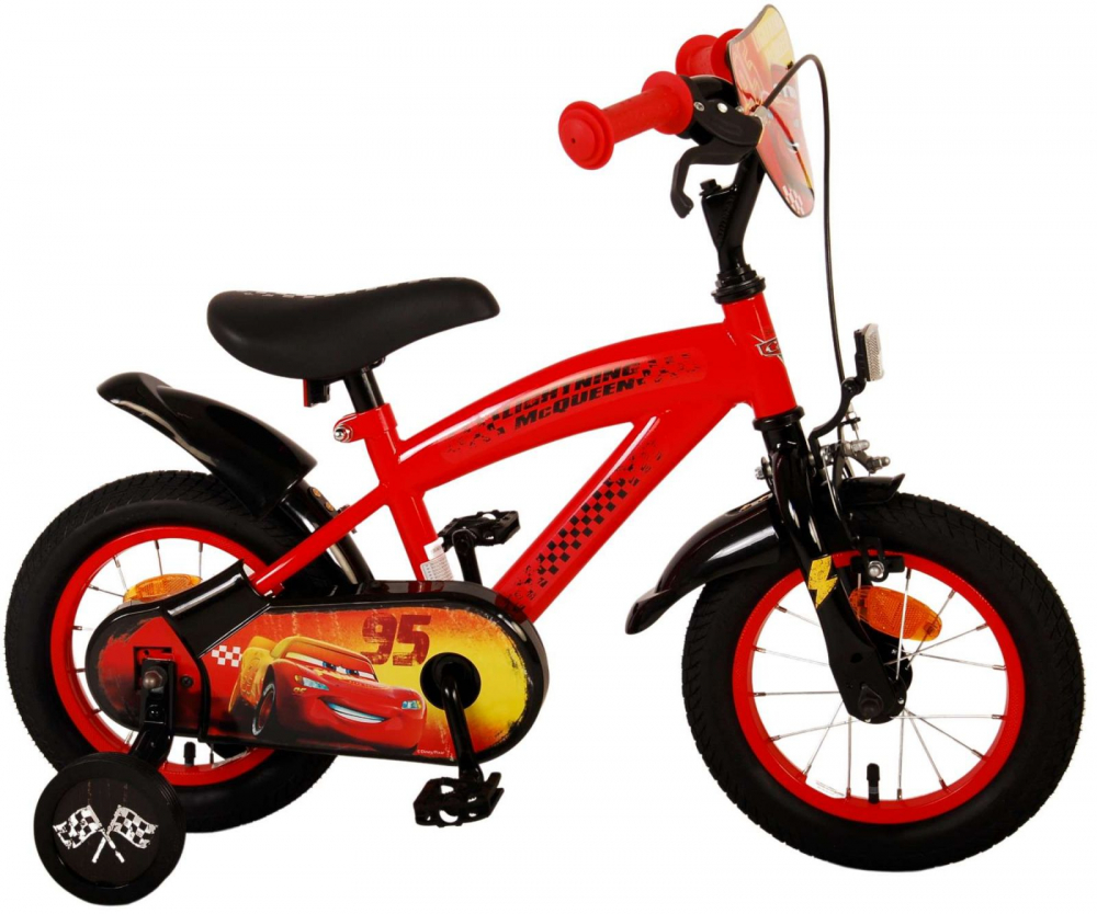 Bicicleta EL Disney Cars CB 12 inch roti din cauciuc gonflabile, roti ajutatoare, scaun si ghidon ajustabile - 1 | YEO