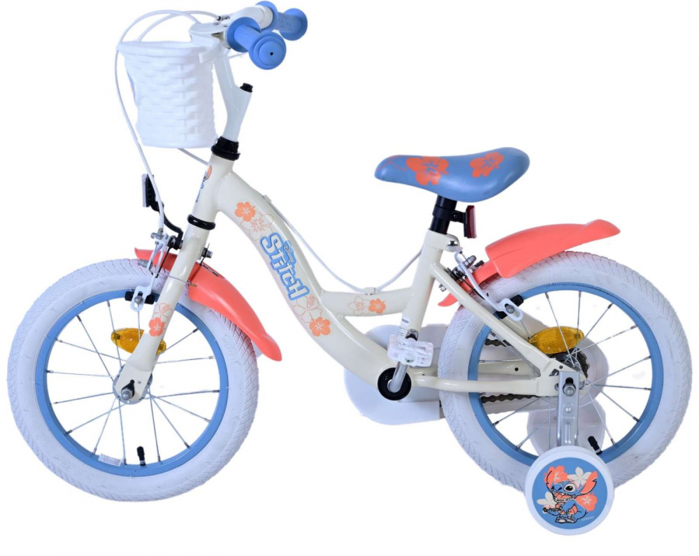 Bicicleta EL Disney Stitch 14 inch, roti din cauciuc gonflabile, roti ajutatoare, scaun si ghidon ajustabile