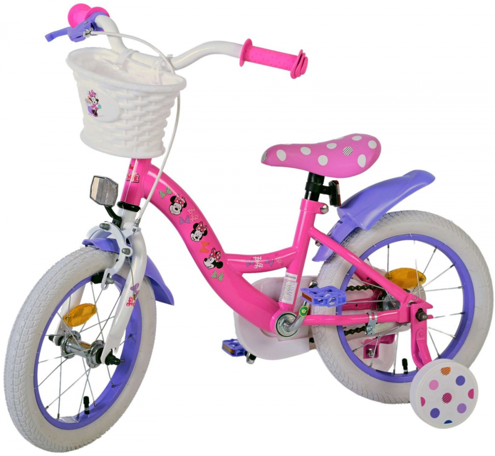 Bicicleta EL Minnie Mouse 14 inch Cutest Ever ND, roti din cauciuc gonflabile, roti ajutatoare, scaun si ghidon ajustabile - 1 | YEO