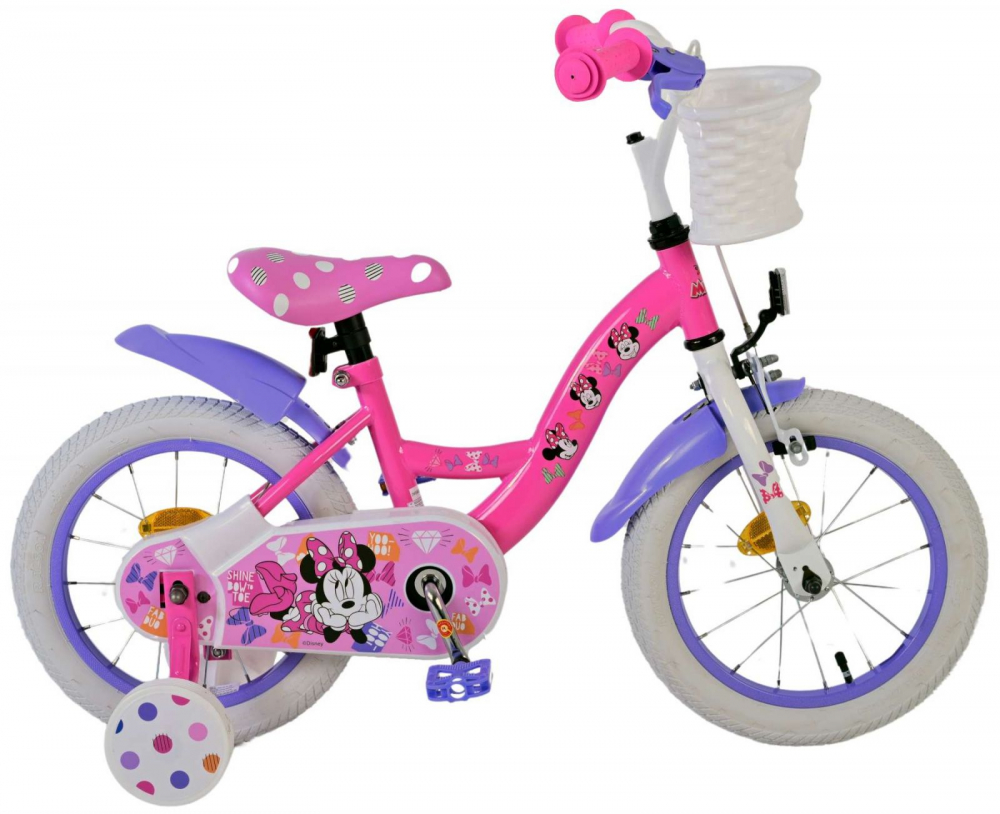 Bicicleta EL Minnie Mouse 14 inch Cutest Ever ND, roti din cauciuc gonflabile, roti ajutatoare, scaun si ghidon ajustabile - 3 | YEO