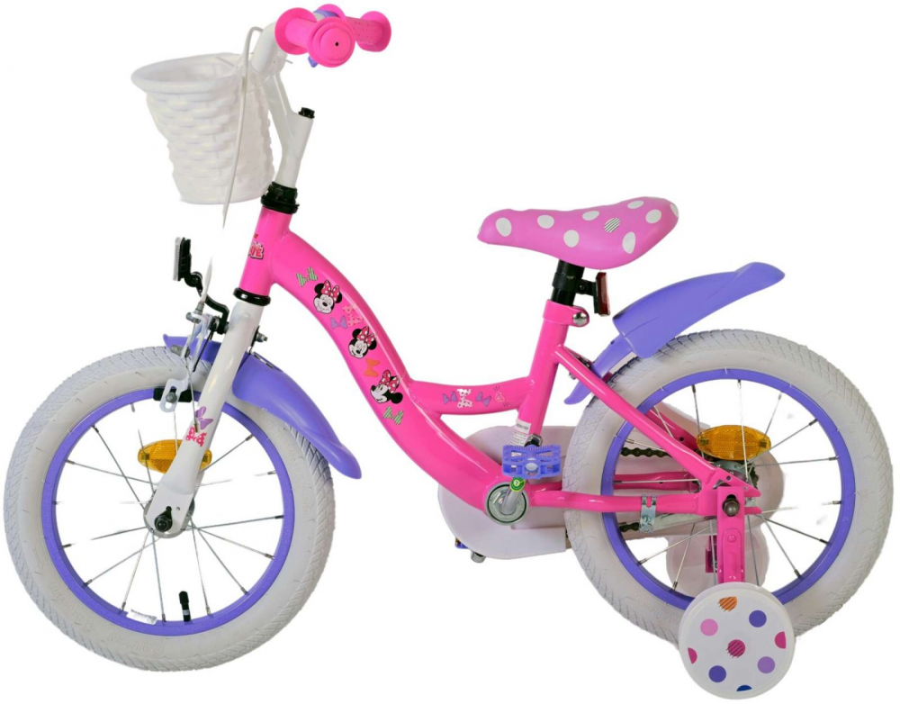 Bicicleta EL Minnie Mouse 14 inch Cutest Ever ND, roti din cauciuc gonflabile, roti ajutatoare, scaun si ghidon ajustabile - 6