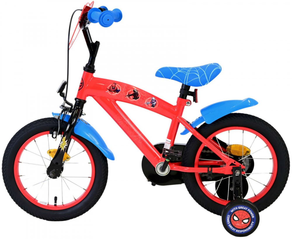 Bicicleta EL Spiderman CB 14 inch roti din cauciuc gonflabile, roti ajutatoare, scaun si ghidon ajustabile - 2 | YEO