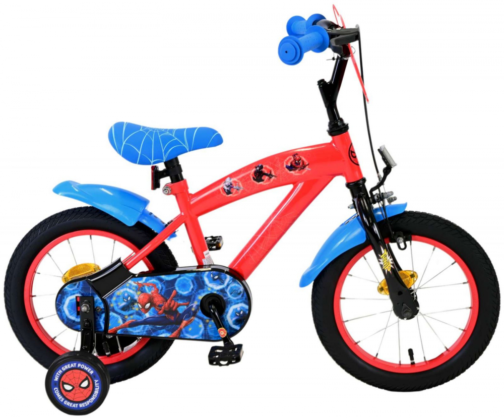 Bicicleta EL Spiderman CB 14 inch roti din cauciuc gonflabile, roti ajutatoare, scaun si ghidon ajustabile - 4 | YEO