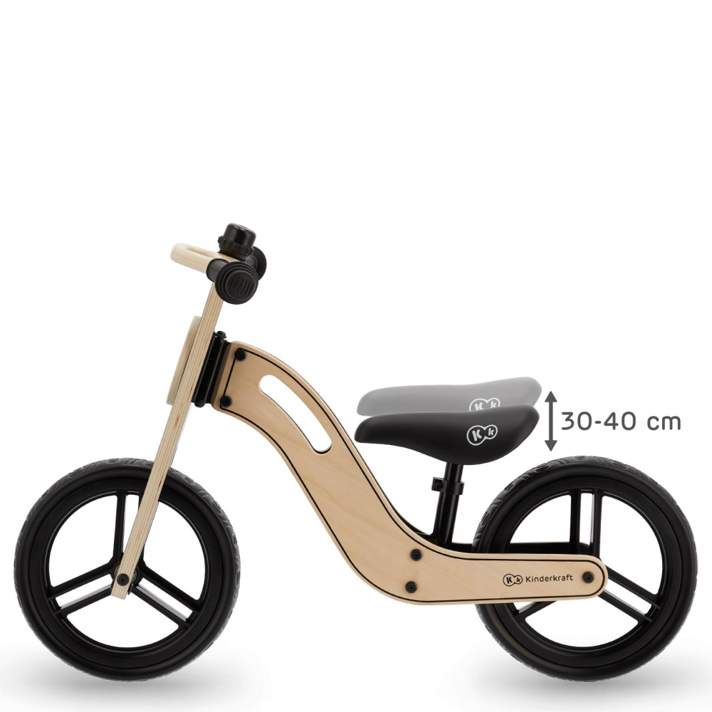 Bicicleta de echilibru din lemn Kinderkraft Uniq Natural cu scaun moale reglabil, roti din spuma EVA, maner pentru transport, pana la 35 kg - 2 | YEO