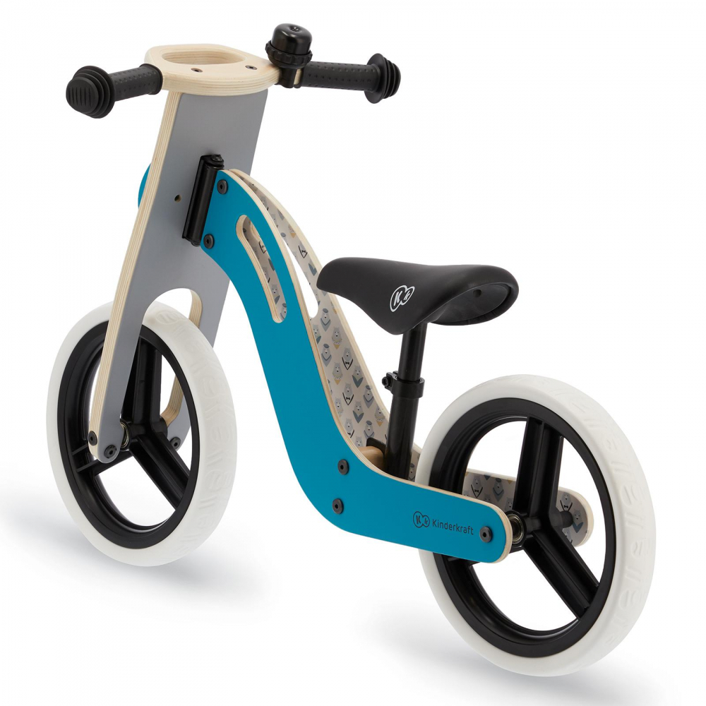 Bicicleta de echilibru din lemn Kinderkraft Uniq Turqouise cu scaun moale reglabil, roti din spuma EVA, maner pentru transport, pana la 35 kg - 3 | YEO