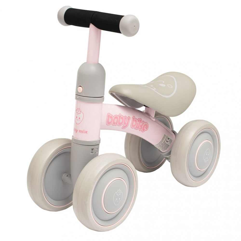 Vehicul RideOn fara pedale cu roti duble din spuma EVA,cadru metalic rezistent,sezut moale,optiune blocare ghidon,de la 12luni si maxim 20kg Baby Bike Fruits Pink - 10