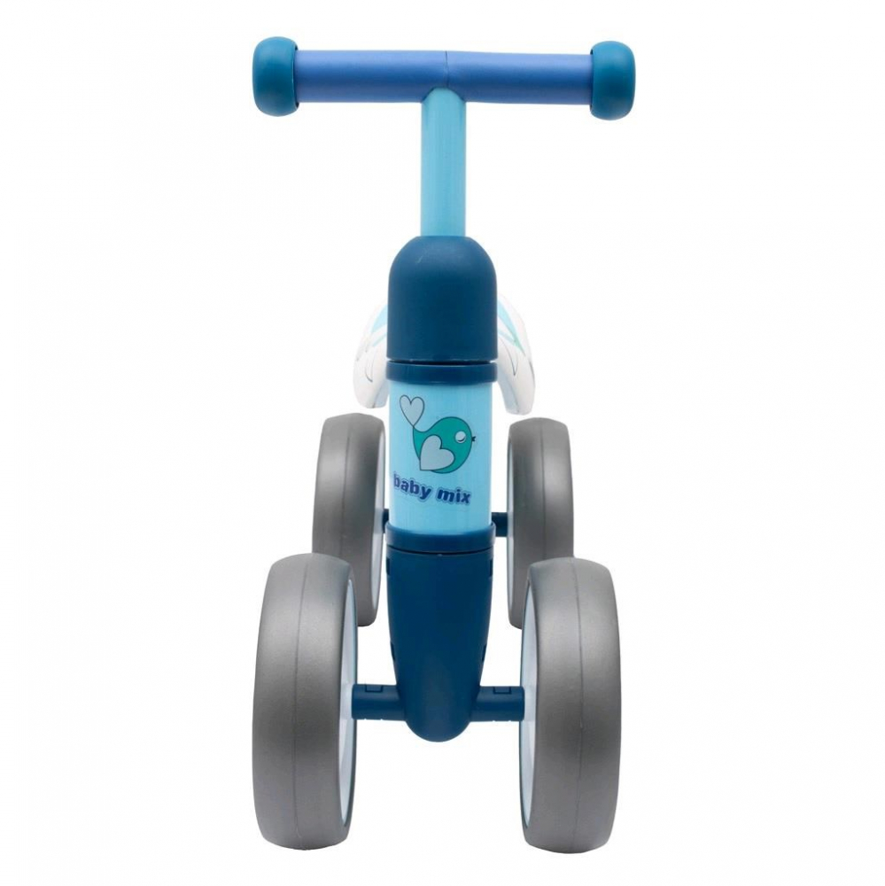 Vehicul RideOn fara pedale pentru copii cu roti duble din spuma EVA,cadru metalic rezistent,sezut moale,optiune blocare ghidon,de la 12luni si maxim 20kg Baby Bike Fruits Blue - 1