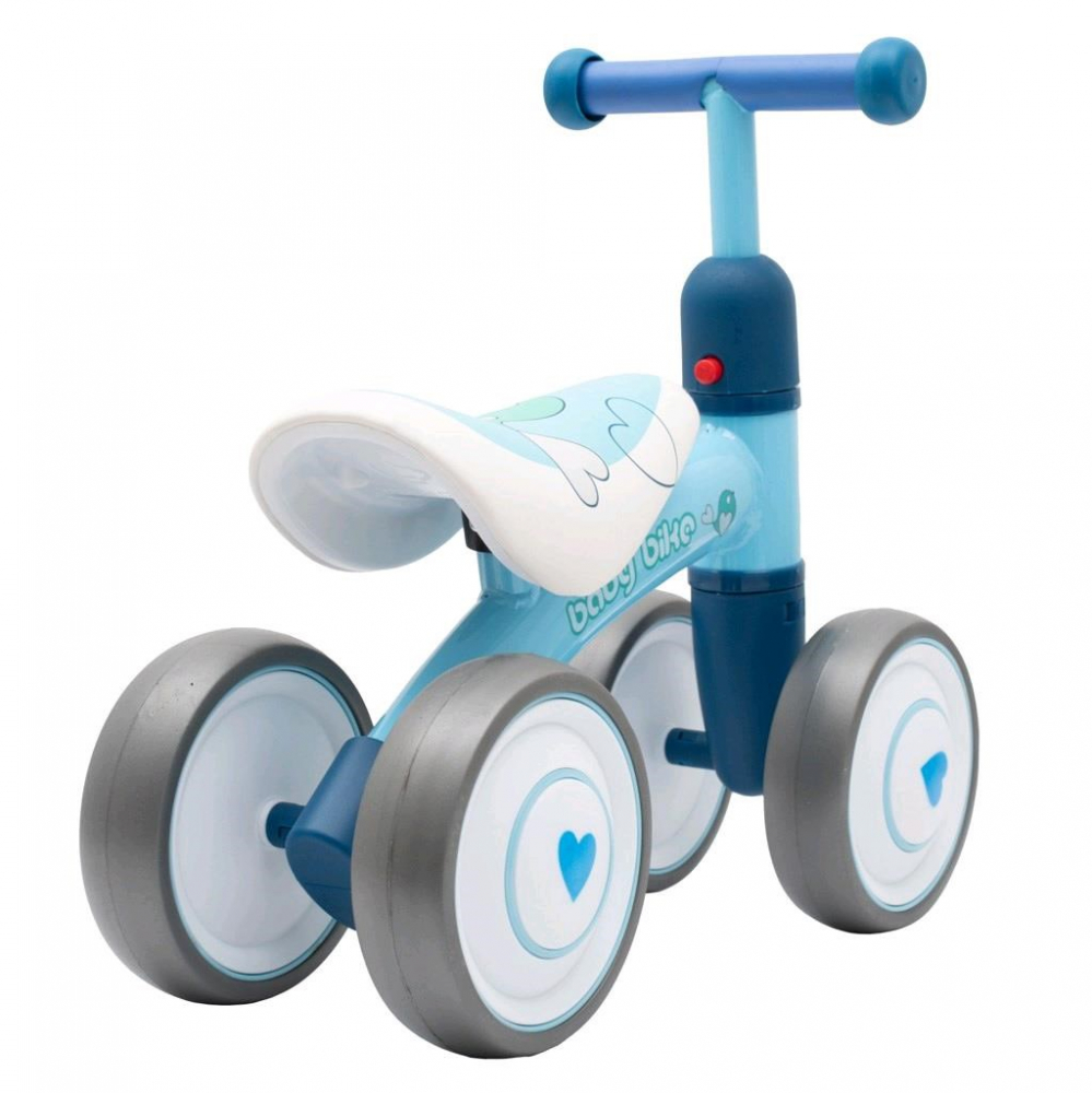 Vehicul RideOn fara pedale pentru copii cu roti duble din spuma EVA,cadru metalic rezistent,sezut moale,optiune blocare ghidon,de la 12luni si maxim 20kg Baby Bike Fruits Blue - 4