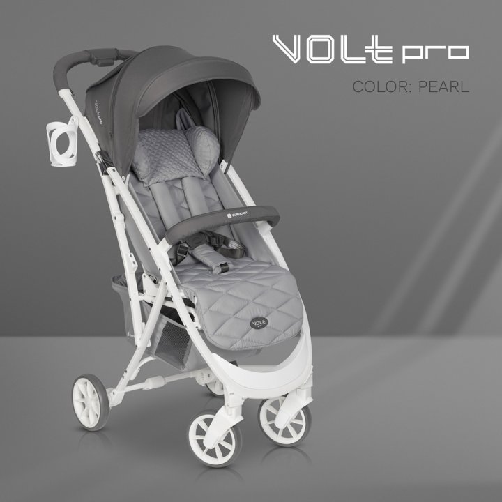 Carucior cu spatar reglabil Euro-Cart omologat pana la 22kg Volt Olt Pro Pearl, extrem de mic la pliere, cadru de aluminiu, roti cu suspensii, spatar reglabil in 3 pozitii, accesorii incluse - 2 | YEO