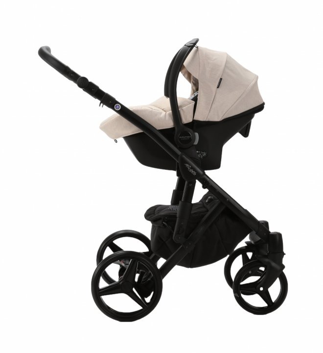 Carucior 3 in 1 Adamex Barletta Full Linen TD2 Sweet Amaretto cu scaun auto iSize, landou reglabil, parte sport reglabila pana la orizontala, cadru cu suspensii - 4