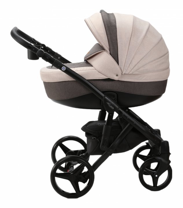 Carucior 3 in 1 Adamex Barletta Full Linen TD2 Sweet Amaretto cu scaun auto iSize, landou reglabil, parte sport reglabila pana la orizontala, cadru cu suspensii - 5