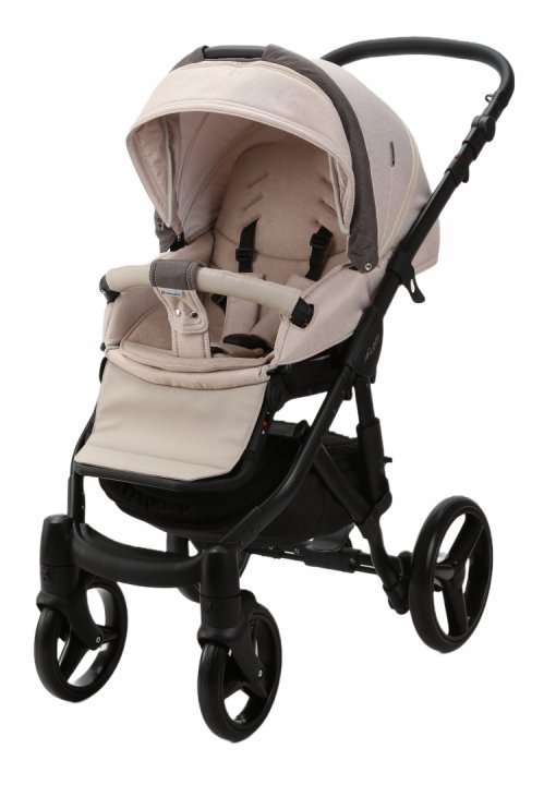 Carucior 3 in 1 Adamex Barletta Full Linen TD2 Sweet Amaretto cu scaun auto iSize, landou reglabil, parte sport reglabila pana la orizontala, cadru cu suspensii - 6
