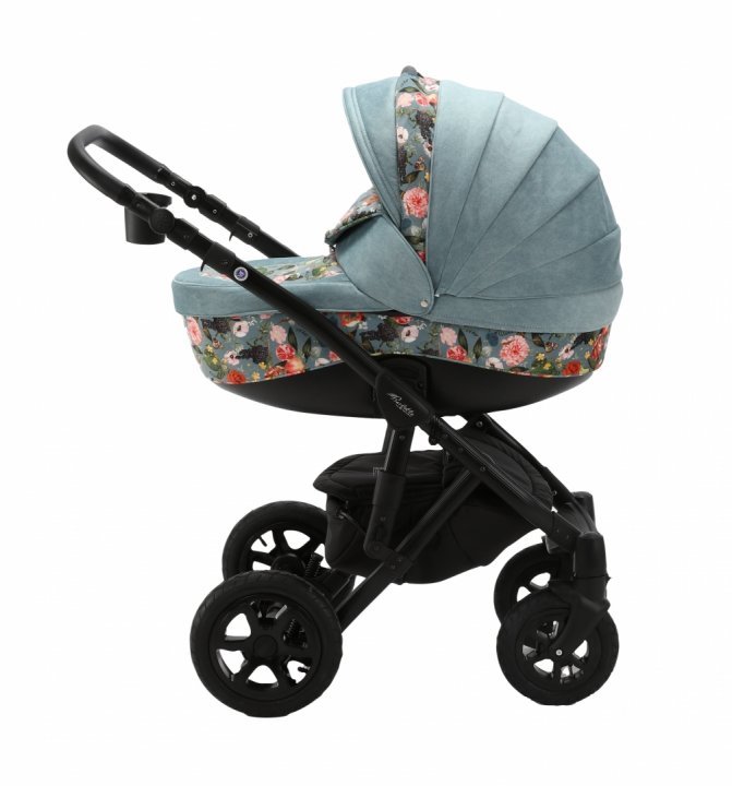 Carucior 3 in 1 Adamex Barletta FL4 Flowers Collection aquamarine cu scaun auto iSize, landou cu suport de cap reglabil pe inaltime, parte sport reglabila pana la orizontala, suspensii - 1 | YEO