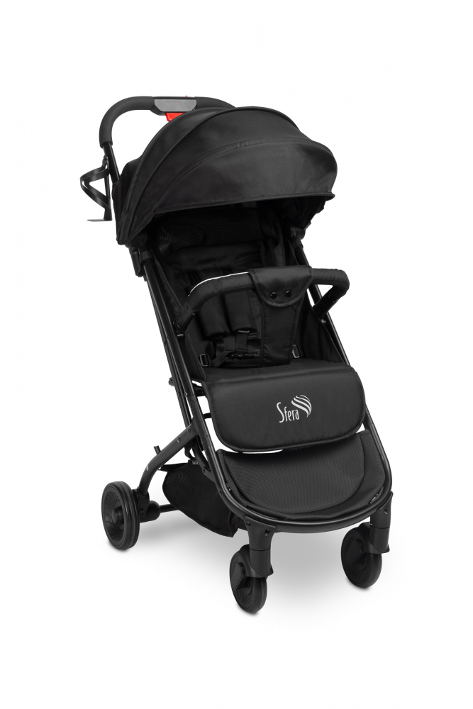 Carucior sport cu spatar reglabil,capotina,centuri de siguranta,husa de ploaie,pliere compacta si sistem troller compatibil cu avion Caretero Sfera Black - 2