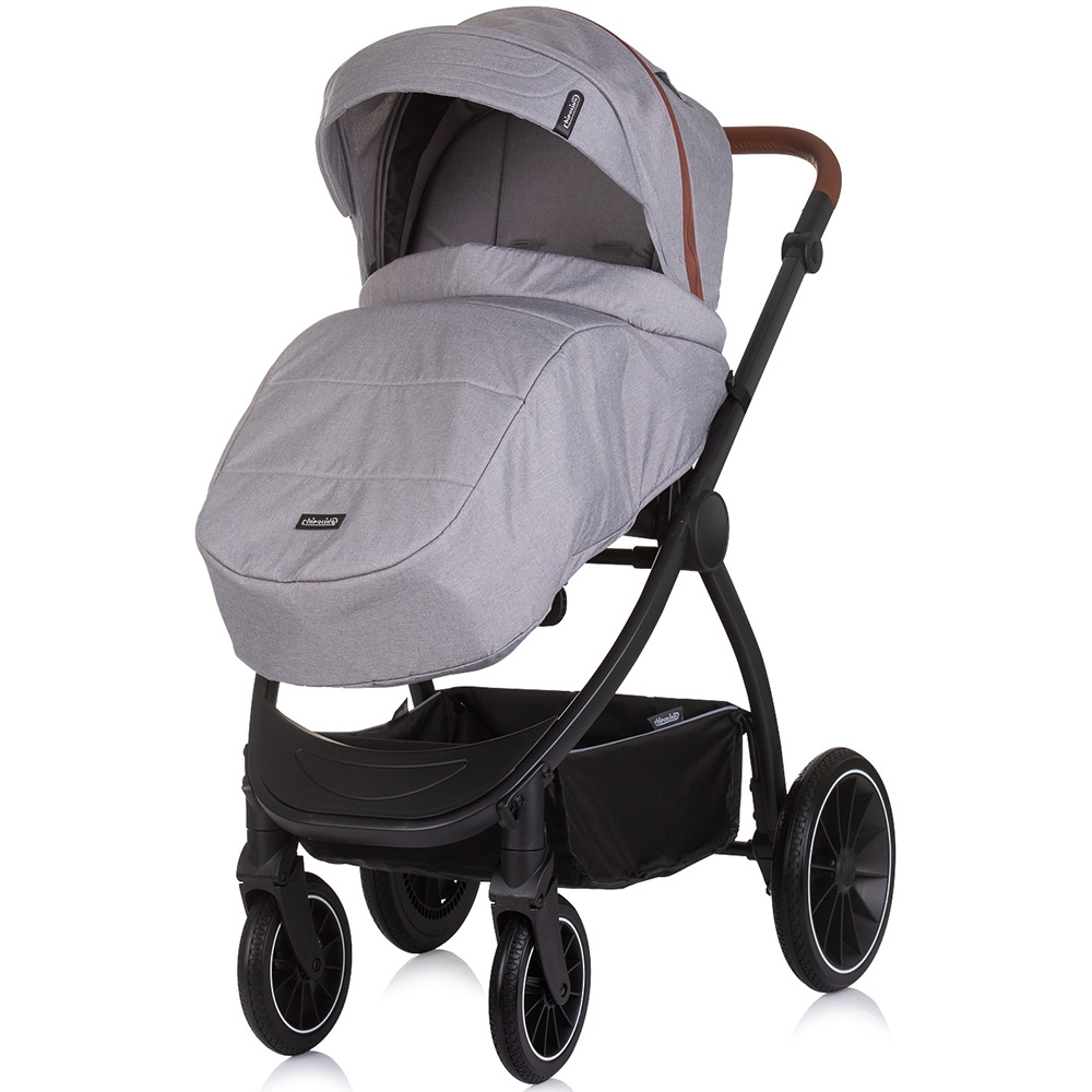 Carucior Chipolino Prestige 3 in 1 cloud grey cu suspensii, cadru din aluminiu, rucsac, husa picioare, greutate admisa 22 kg - 5