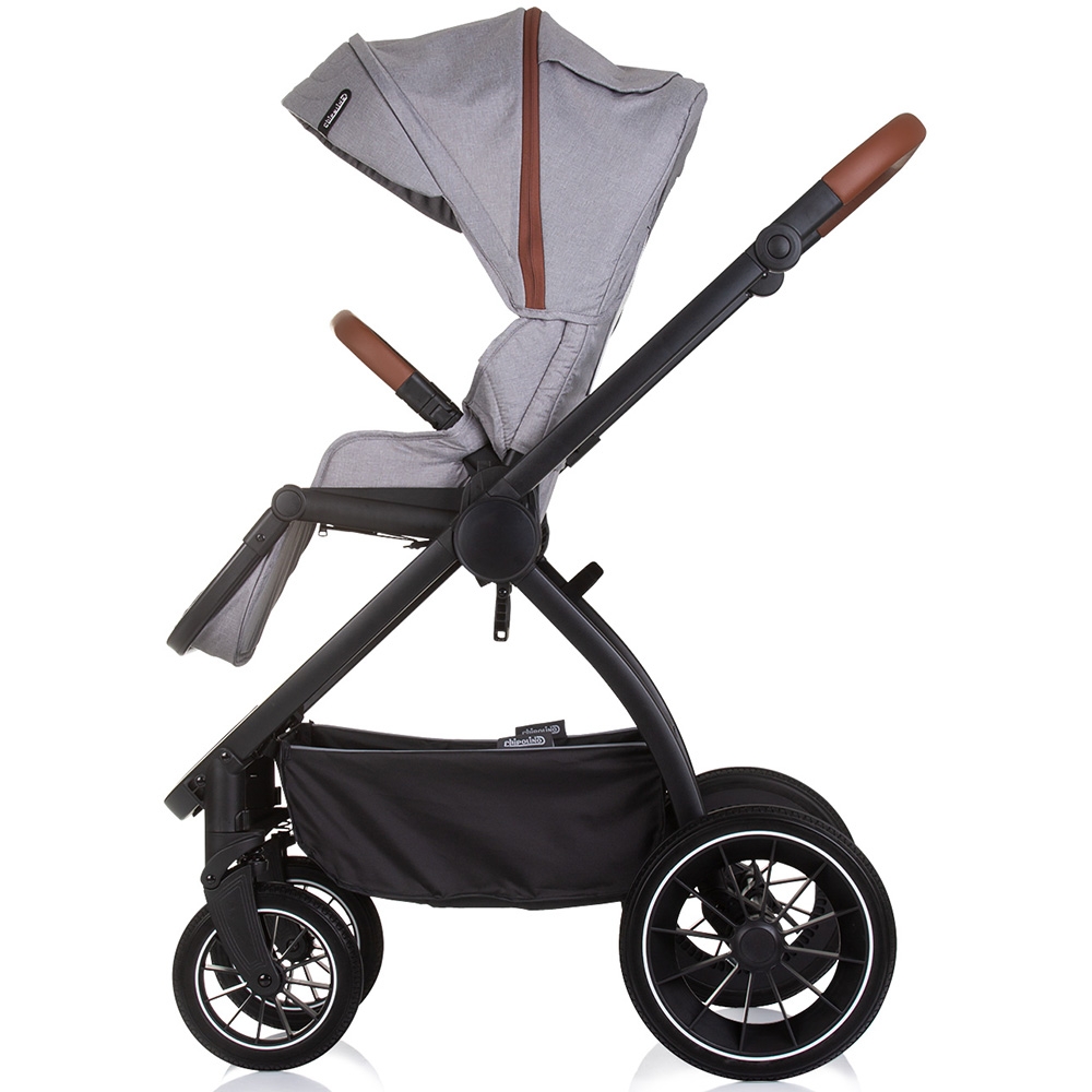 Carucior Chipolino Prestige 3 in 1 cloud grey cu suspensii, cadru din aluminiu, rucsac, husa picioare, greutate admisa 22 kg - 6