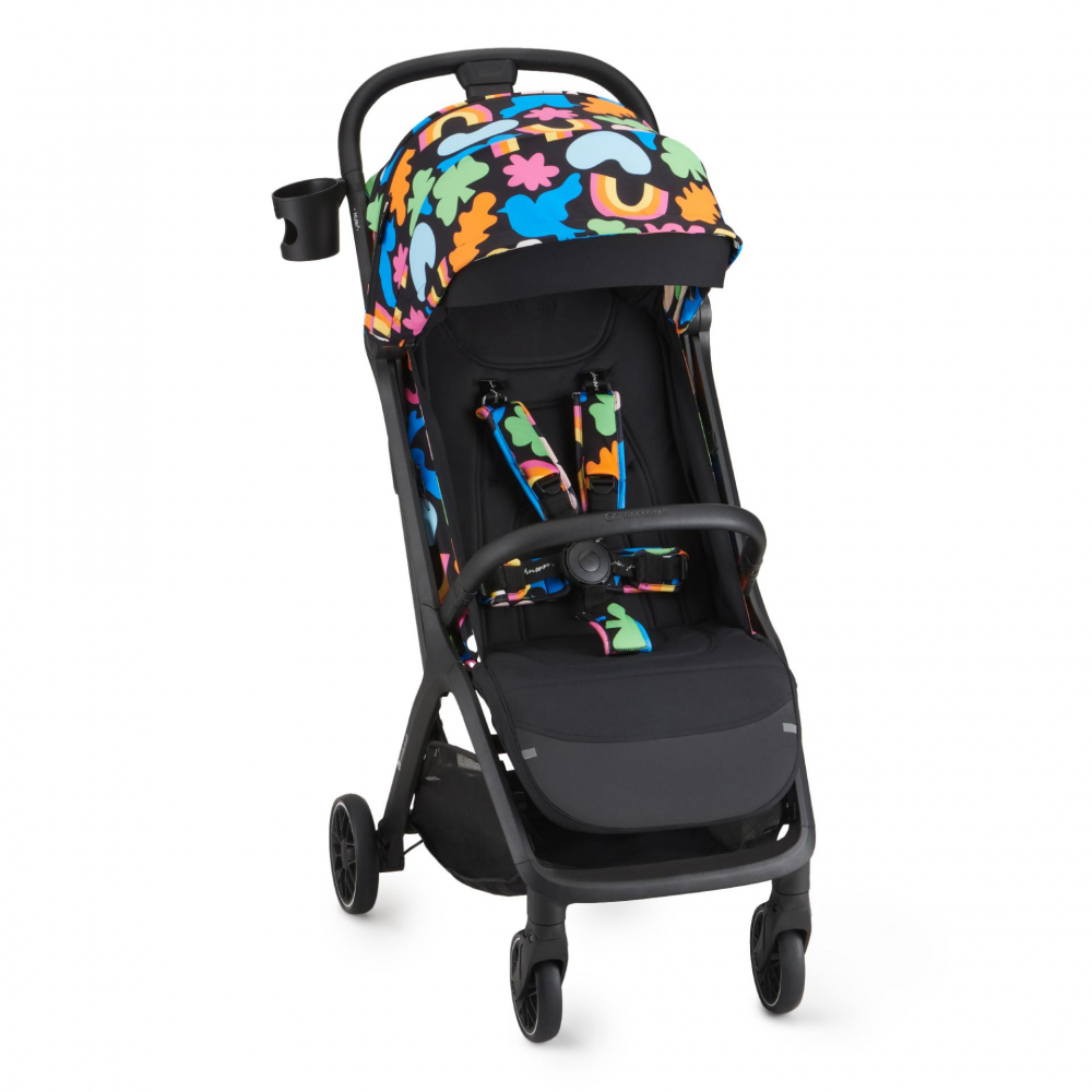 Carucior sport cu pliere compacta KinderKraft Nubi 2 Happy Shapes, spatar reglabil, pozitie somn, capotina cu filtru UV, plasa de tantari si suport pentru biberon - 10