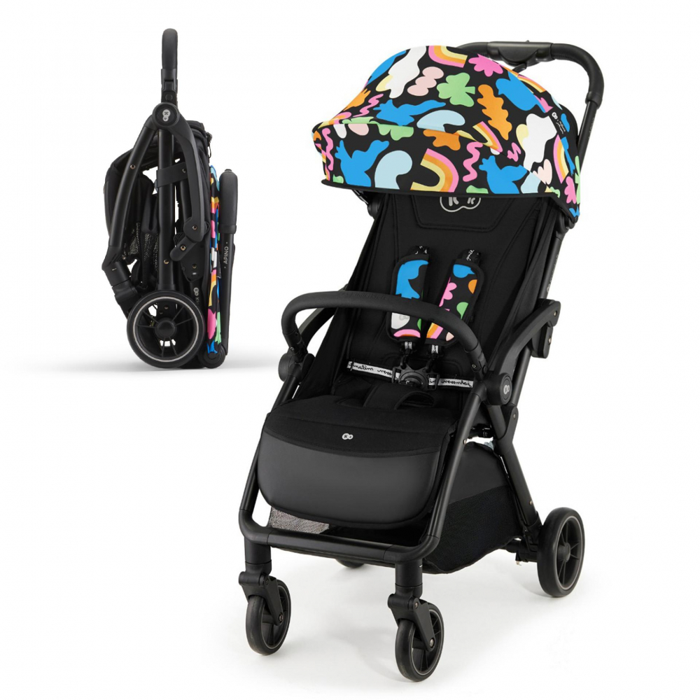 Carucior sport Kinderkraft cu spatar reglabil si pliere automata Apino Happy Shapes, pozitie somn, greutate redusa 7,5 kg, roti din cauciuc Eva - 11