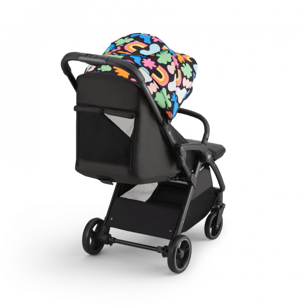 Carucior sport Kinderkraft cu spatar reglabil si pliere automata Apino Happy Shapes, pozitie somn, greutate redusa 7,5 kg, roti din cauciuc Eva