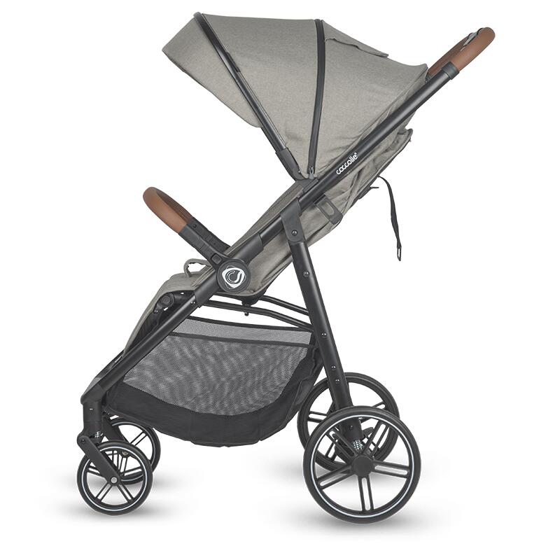 Carucior sport cu pliere automata,pozitie de somn Coccolle Finley,Roti detasabile, Spatar reglabil,Centura de siguranta in 5 puncte, Copertina XXL extensibila cu ventilatie si UV, Husa picioruse,pana 22 kg Sand Beige-Grey - 2