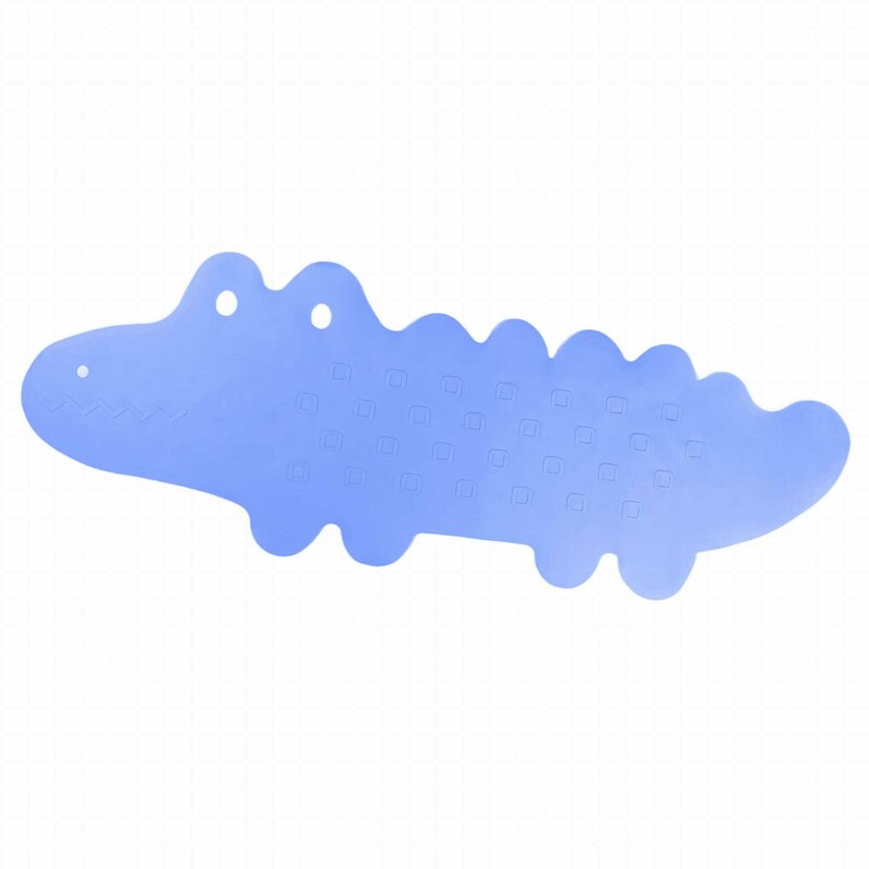 Covoras de baie Bocioland, Antiderapant, Cu ventuze, Silicon, 33 x 90 cm, Crocodile Blue - 1 | YEO