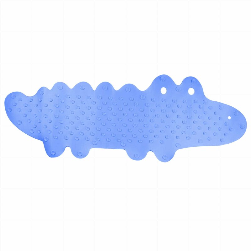 Covoras de baie Bocioland, Antiderapant, Cu ventuze, Silicon, 33 x 90 cm, Crocodile Blue - 2 | YEO