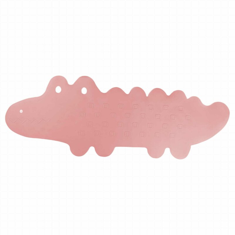 Covoras de baie Bocioland, Antiderapant, Cu ventuze, Silicon, 33 x 90 cm, Crocodile Pink - 1 | YEO