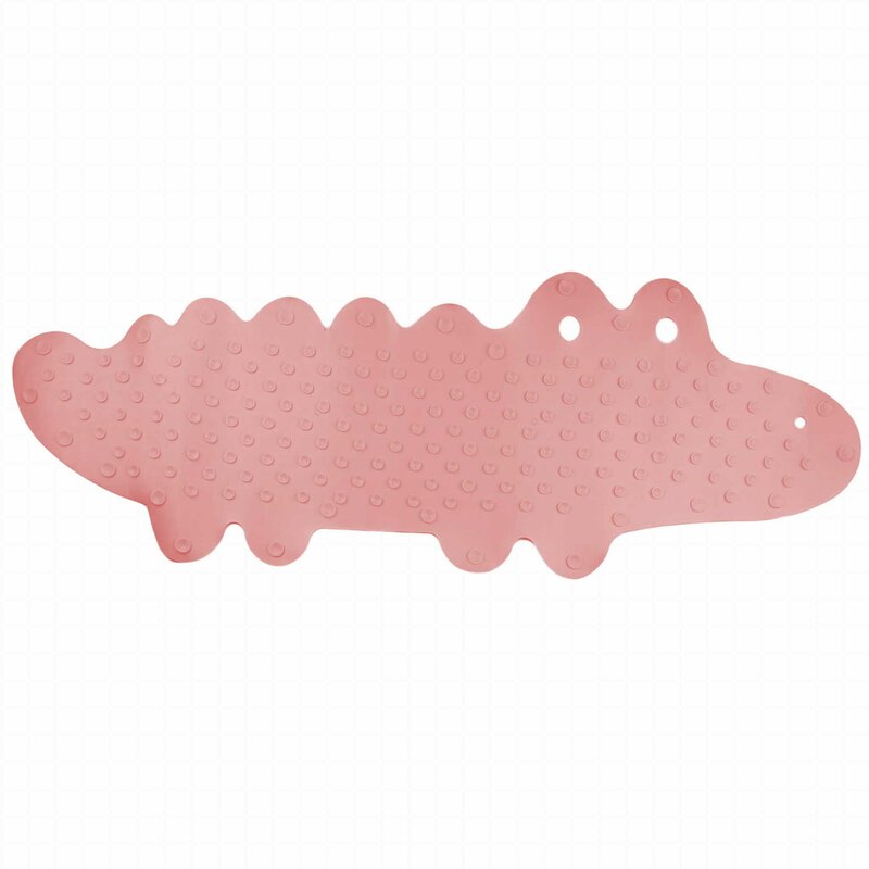 Covoras de baie Bocioland, Antiderapant, Cu ventuze, Silicon, 33 x 90 cm, Crocodile Pink - 2 | YEO