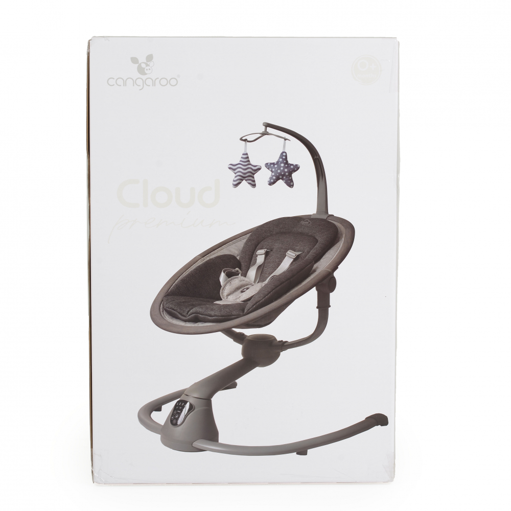 Leagan electric pentru bebelusi Cangaroo cu senzor de miscare si telecomanda Cloud Premium Light Grey - 6