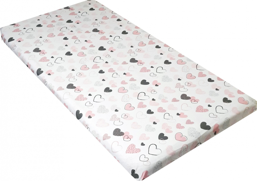 Lenjerie patut cu 3 piese Little Hearts PinkGrey