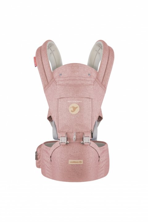 Marsupiu ergonomic 6 in 1 Colibro Honey cu scaun detasabil, Curelele late si confortabile,  Baza ergonomica rigida, Curele late si ajustabile, Sweet pink