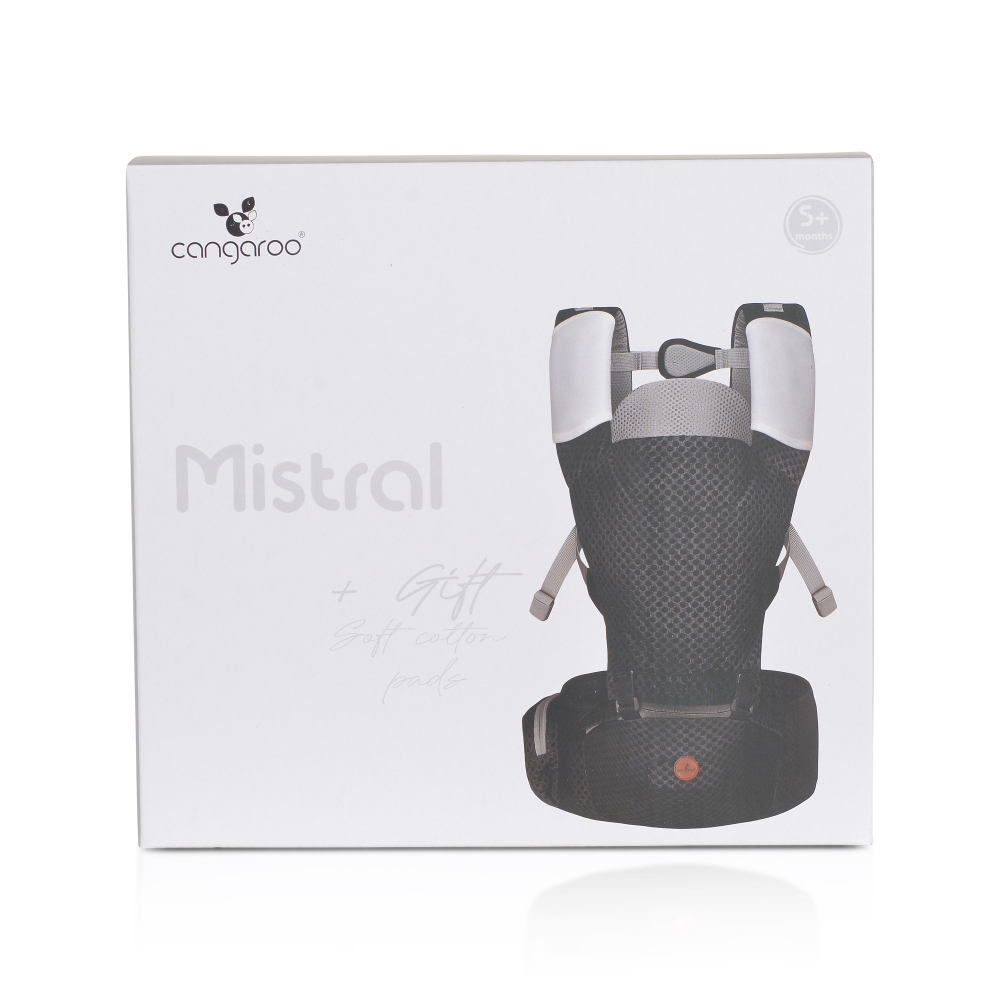 Marsupiu ergonomic pentru bebelusi cu baza rigida Cangaroo Mistral Grey - 1 | YEO