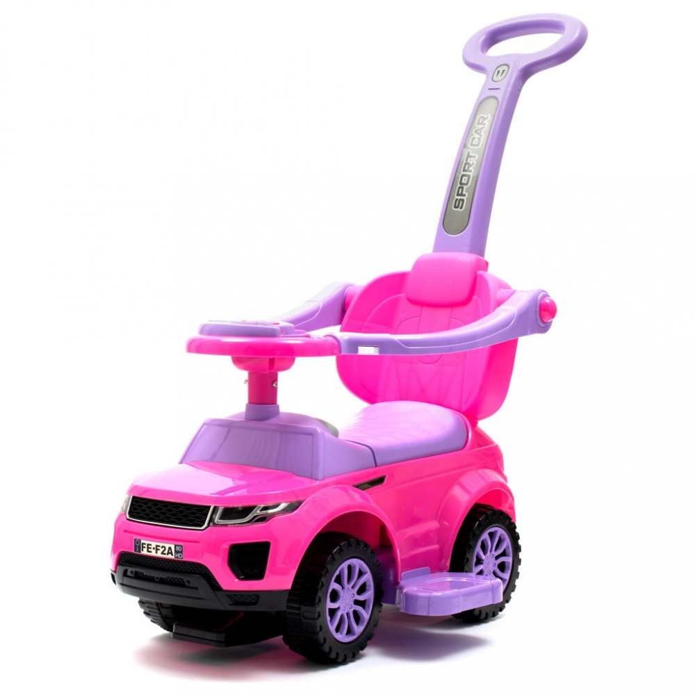Masinuta fara pedale transformabila 3in1 cu maner parental detasabil,bara de siguranta ,suport picioare,sistem antirasturnare,spatiu de depozitare,roti EVA si muzica Sport Car SUV Pink