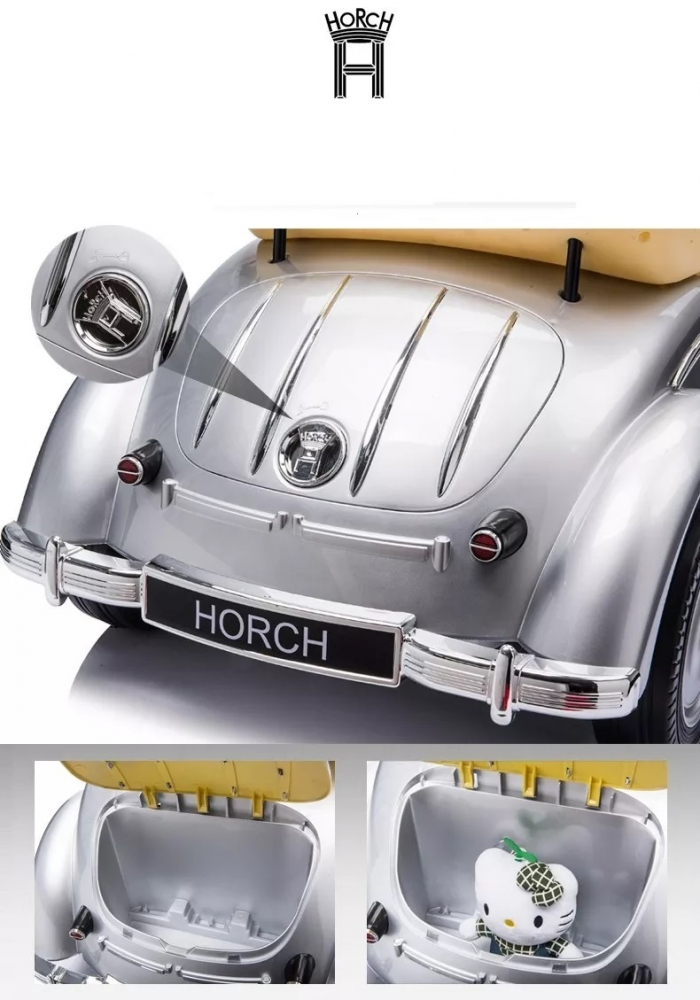 Masinuta electrica pentru copii RC Audi 90W Horch 12V argintiu vopsit cu suspensii si muzica - 5