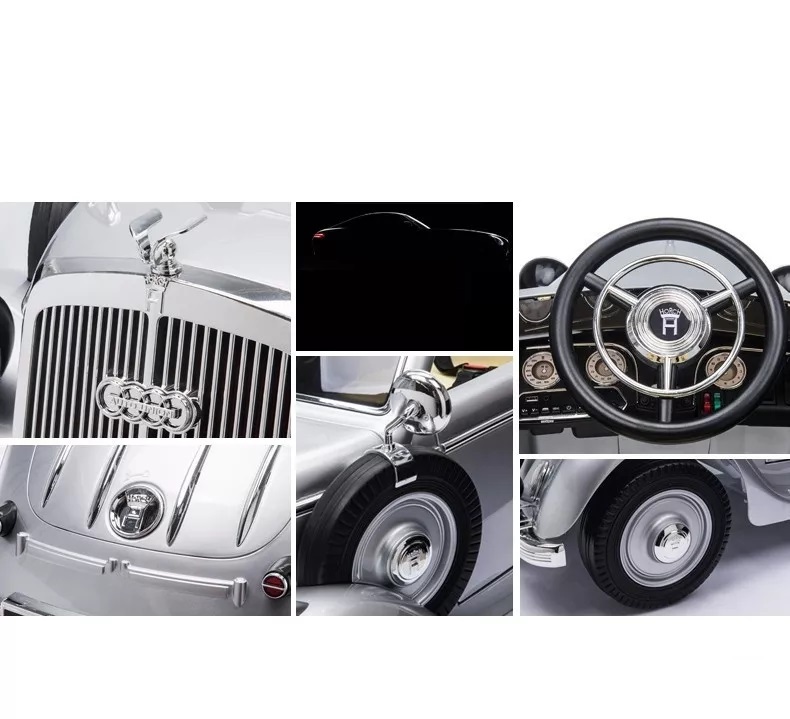 Masinuta electrica pentru copii RC Audi 90W Horch 12V argintiu vopsit cu suspensii si muzica - 6