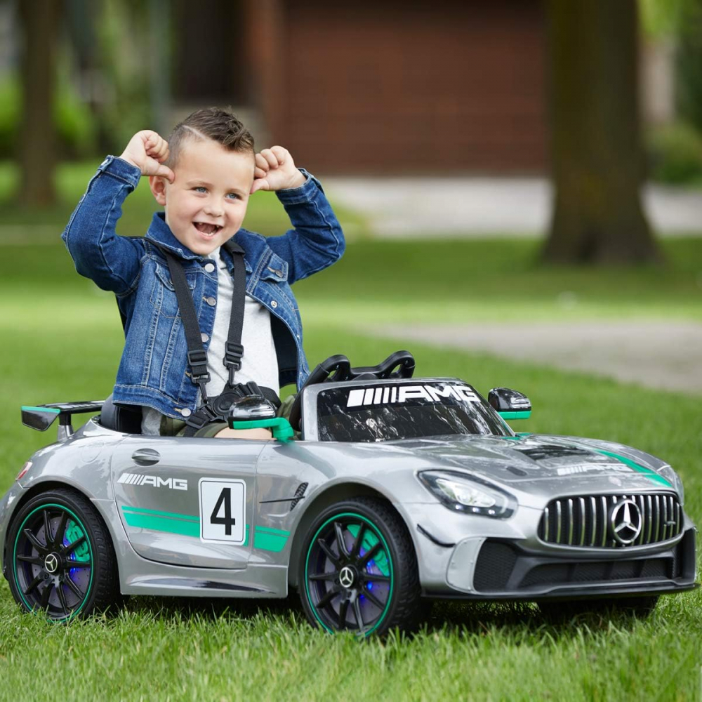 Masinuta electrica RC Mercedes Benz AMG GT4 12V argintiu vopsit 50W - 3 | YEO