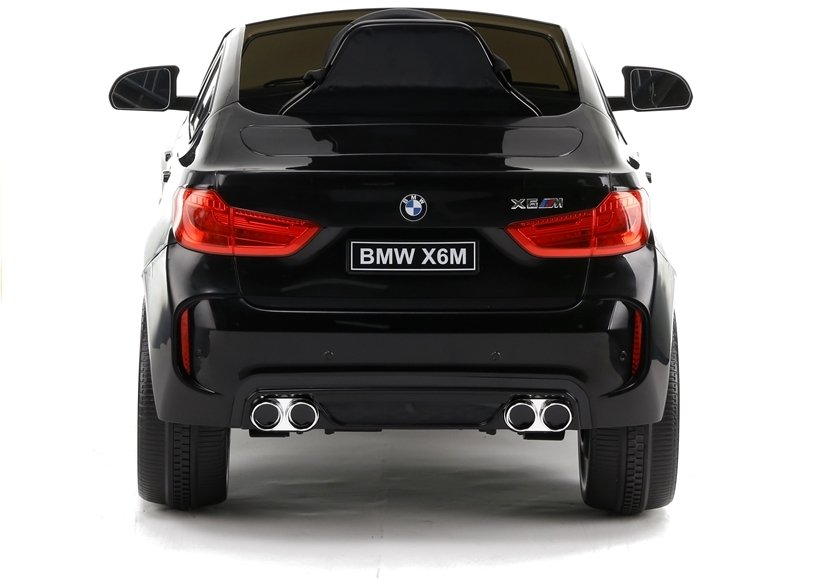 Masinuta electrica cu roti EVA 90W si scaun din piele BMW X6M negru R-Sport, pornire lenta, amortizoare, panou muzical, 2 usi cu deschidere, centura de siguranta - 2