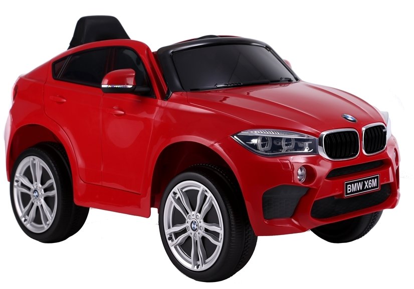 Masinuta electrica cu roti EVA 90W si scaun din piele BMW X6M rosu R-Sport