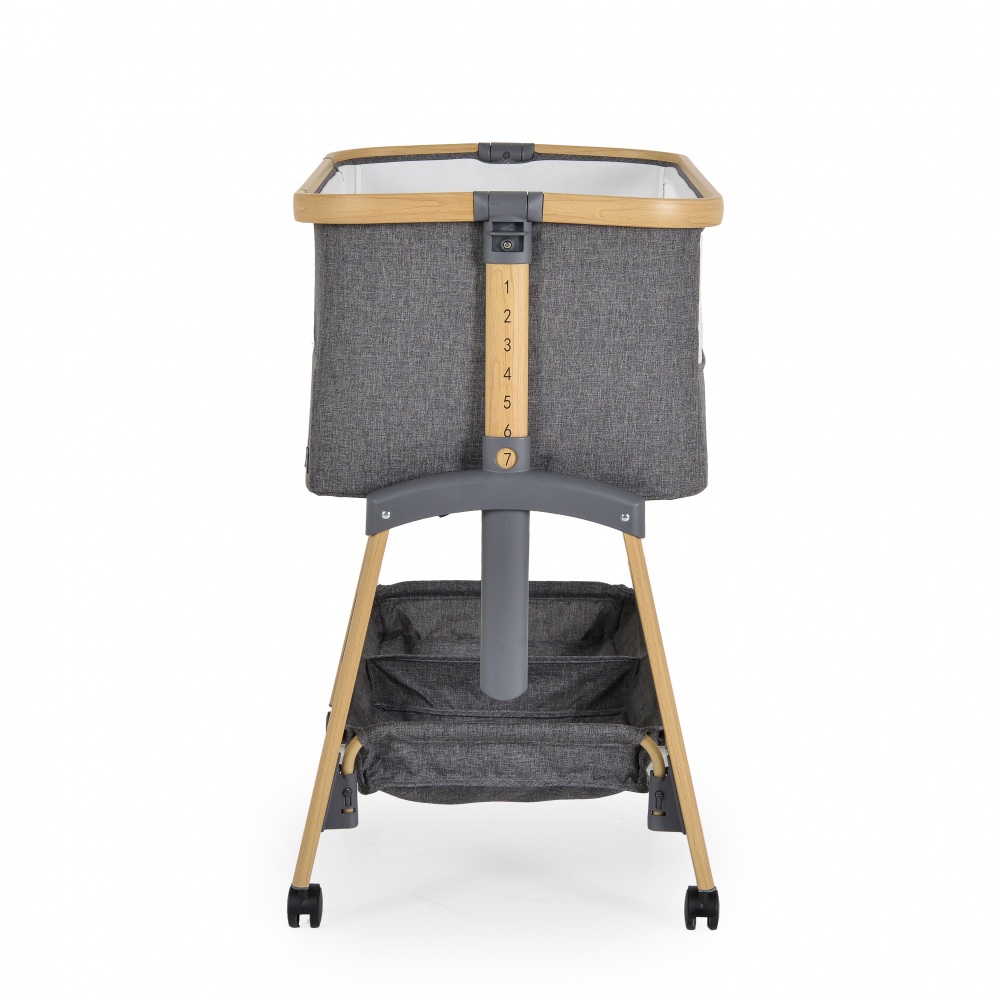 Patut Co-Sleeper cu laterala culisanta si inaltime reglabila Cangaroo Amo Dark grey - 4