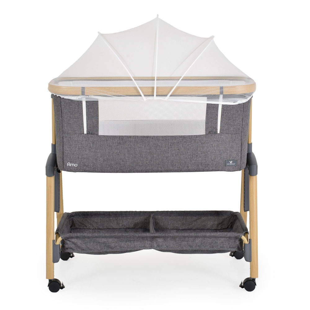 Patut Co-Sleeper cu laterala culisanta si inaltime reglabila Cangaroo Amo Dark grey - 7