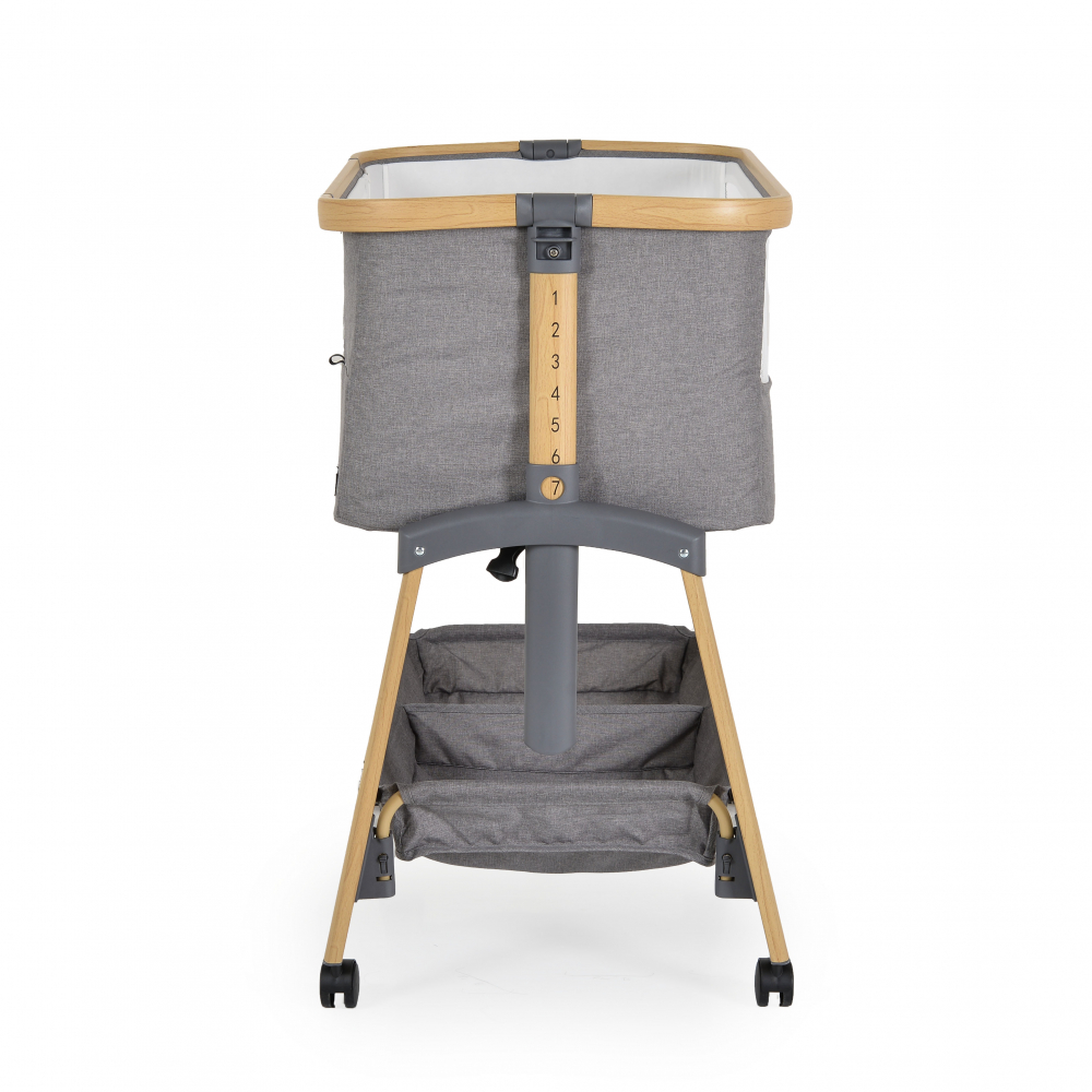 Patut Co-Sleeper cu laterala culisanta si inaltime reglabila Cangaroo Amo Light Grey - 5