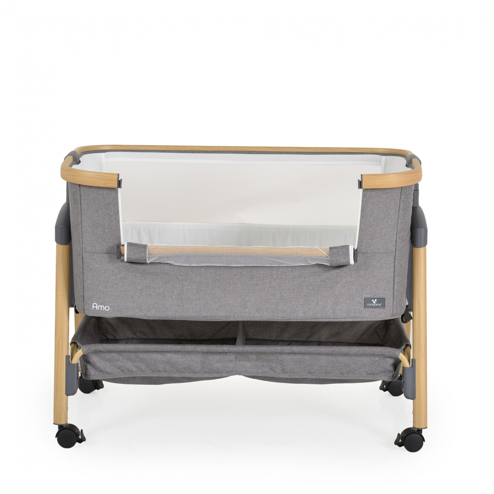 Patut Co-Sleeper cu laterala culisanta si inaltime reglabila Cangaroo Amo Light Grey - 6