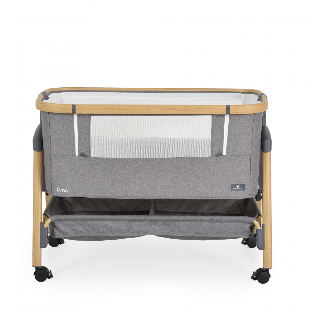 Patut Co-Sleeper cu laterala culisanta si inaltime reglabila Cangaroo Amo Light Grey - 7